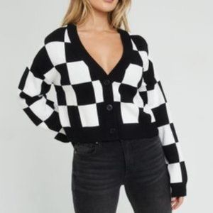 Garage Black & White Checkered Cardigan (S)